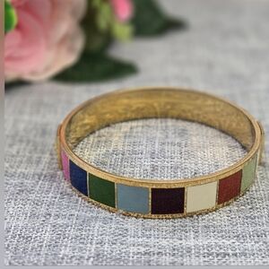 Coach Legacy Multicolor Enamel Bangle Gold Tone 65 Years Anniversary Signed